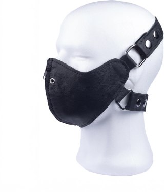 Red Leather Mask Anatomiczna Skorzana z Suwakiem Czarna Regulowana