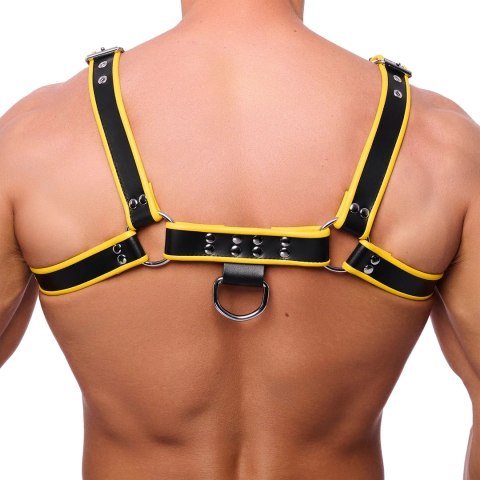 Red Leather Premium Leather Harness S/M czarno-żołty skorzany pas