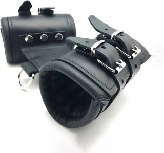 Red Leather Skorzane Kajdanki Podwojne Black - Wytrzymała Roślinnie Garbowana Skora