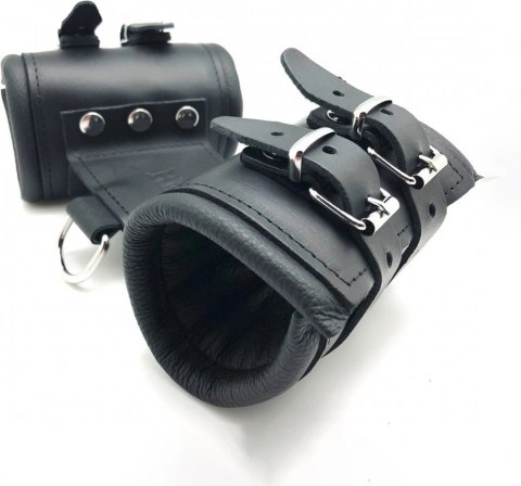 Red Leather Skorzane Kajdanki Podwojne Black - Wytrzymała Roślinnie Garbowana Skora