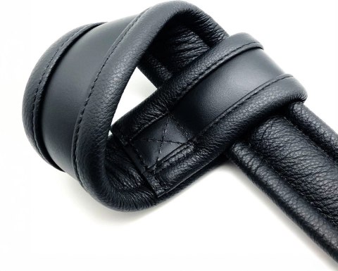 Red Leather Skorzane Kajdanki Zawieszane z Karabińczykami Czarne