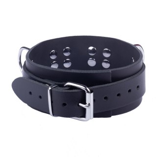 Red Leather Skorzany Naszyjnik Black - Regulowany Pasek z Metalu 38-52 cm