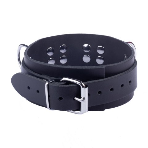 Red Leather Skorzany Naszyjnik Black - Regulowany Pasek z Metalu 38-52 cm