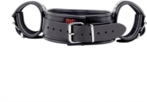 Red Leather - Skorzany zestaw obroży i mankietow na szyję i nadgarstki, czarny