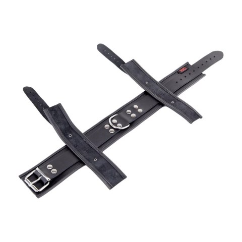 Red Leather - Skorzany zestaw obroży i mankietow na szyję i nadgarstki, czarny