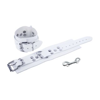 Red Leather Ultra Skorzane Kajdanki na Ręce i Kostki Białe 21-32 cm