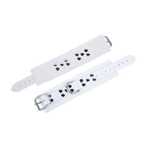 Red Leather Ultra Skorzane Kajdanki na Ręce i Kostki Białe 21-32 cm