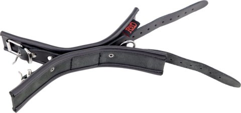 ZADO Skorzane podwojne kajdanki z paskiem tekstylnym czarne