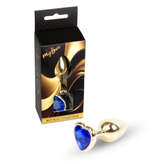 MyLove Toys - Jewellery Gold Heart PLUG- Dark Blue