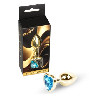 MyLove Toys - Jewellery Gold Heart PLUG- Light Blue
