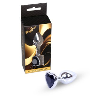 MyLove Toys - Jewellery Silver Heart PLUG- Black