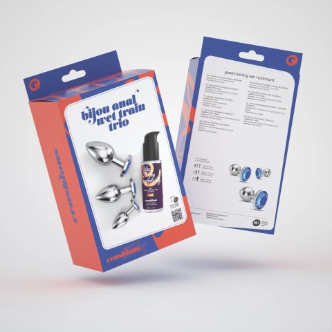 Crushious Bijou Zestaw 3 metalowych ozdobnych korkow intymnych Blue