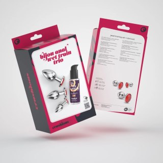 Crushious Bijou Zestaw 3 ozdobnych korkow intymnych metalowych - czerwone kryształy