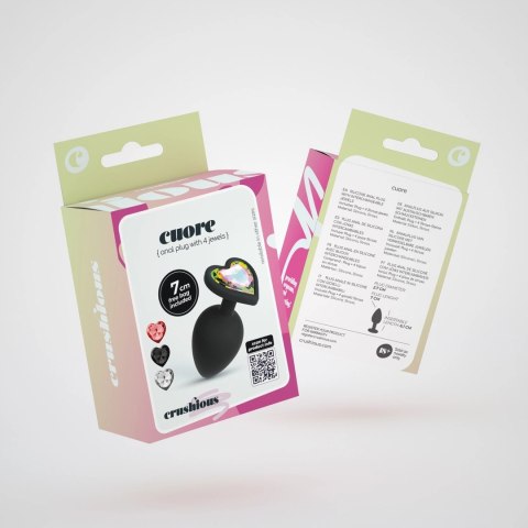 Crushious Cuore mały czarny korek z 4 wymiennymi kryształami