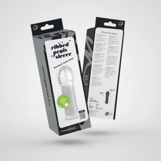 Crushious Ribbed Sleeve Transparent - elastyczna nakładka intymna 15,5 cm