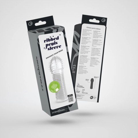 Crushious Ribbed Sleeve Transparent - elastyczna nakładka intymna 15,5 cm