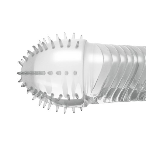 Crushious Ribbed Sleeve Transparent - elastyczna nakładka intymna 15,5 cm