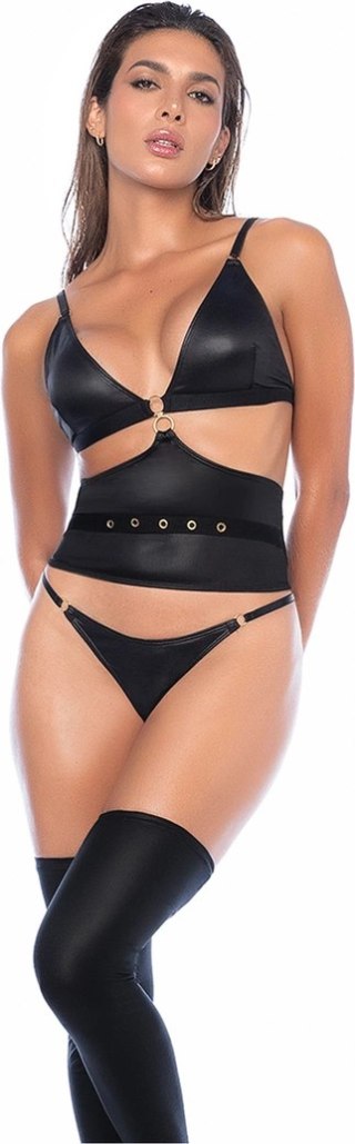 Mapale Zestaw 3-częściowy L/XL czarny z paskiem i kajdankami