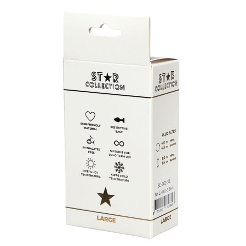 Star Collection - Black Silicone Anal Plug L - Light Pink Stone