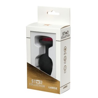 Star Collection - Black Silicone Anal Plug L - Pink Stone