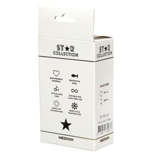 Star Collection - Black Silicone Anal Plug M - Light Blue Stone