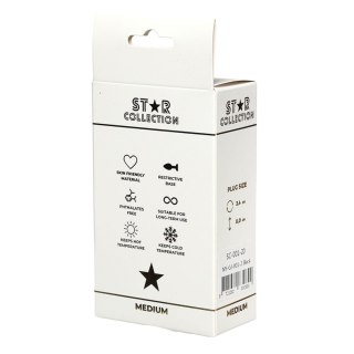 Star Collection - Black Silicone Anal Plug M - Light Pink Stone