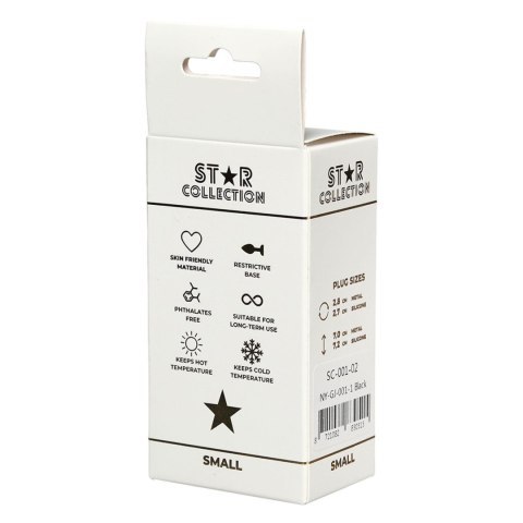 Star Collection - Black Silicone Anal Plug S - Pink Stone