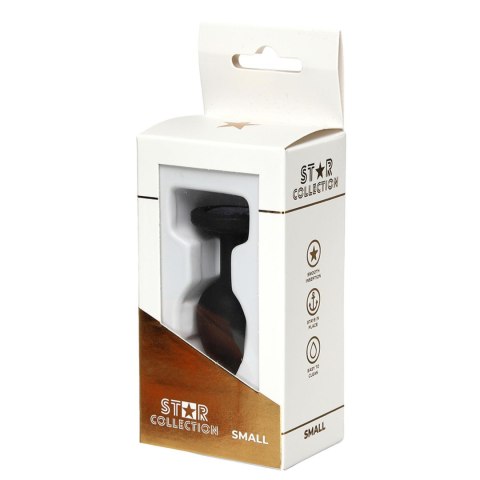 Star Collection - Black Silicone Anal Plug S - Purple Stone