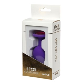 Star Collection - Purple Silicone Anal Plug L - Pink Stone