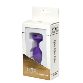 Star Collection - Purple Silicone Anal Plug M - Clear Stone