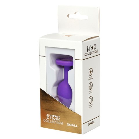 Star Collection - Purple Silicone Anal Plug S - Light Pink Stone