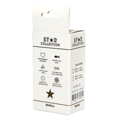 Star Collection - Purple Silicone Anal Plug S - Light Pink Stone