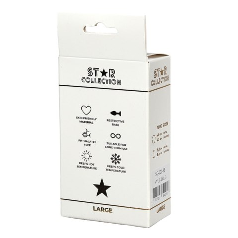 Star Collection - Silver Metal Anal Plug L - Light Blue Stone