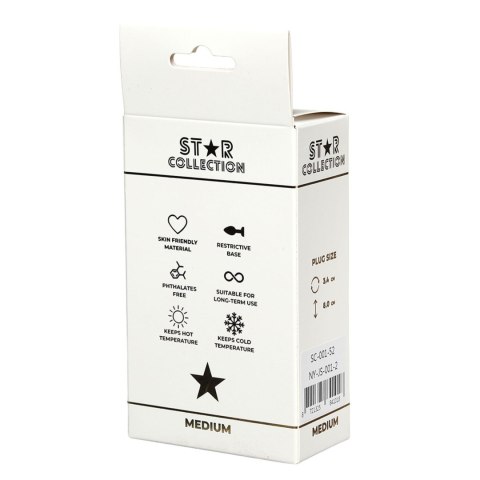 Star Collection - Silver Metal Anal Plug M - Pink Stone