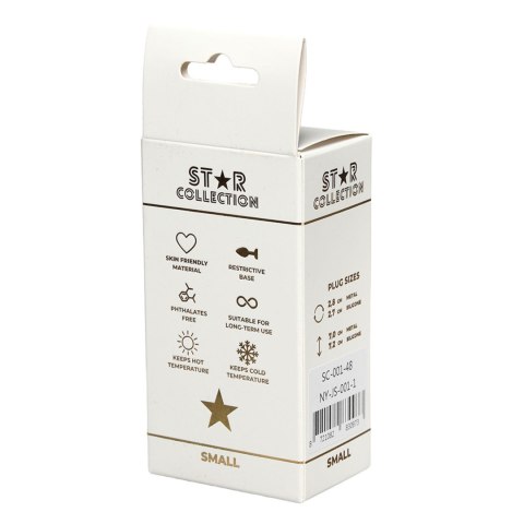 Star Collection - Silver Metal Anal Plug S - Light Blue Stone