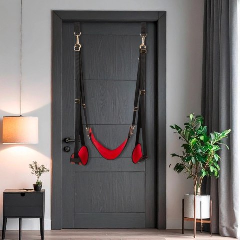 Bad Kitty Door Swing czarno-czerwony system podwieszany do drzwi 180kg