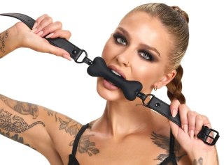 Bad Kitty Gag Dog Bone silikonowy knebel kostka regulowany czarny
