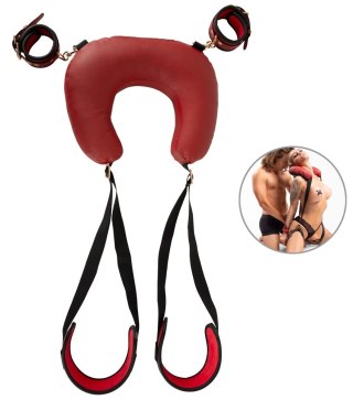 Bad Kitty Neck-Cushion-Thigh - zestaw pasow z poduszką na szyję, czerwono-czarny