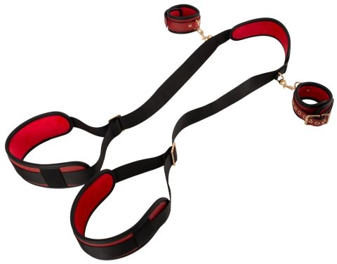Bad Kitty Neck/Thigh Restraint luksusowy zestaw kajdanek czarno-czerwony