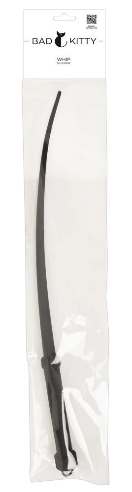 Bad Kitty Whip Silicone - czarny bat silikonowy 60 cm, ergonomiczny uchwyt