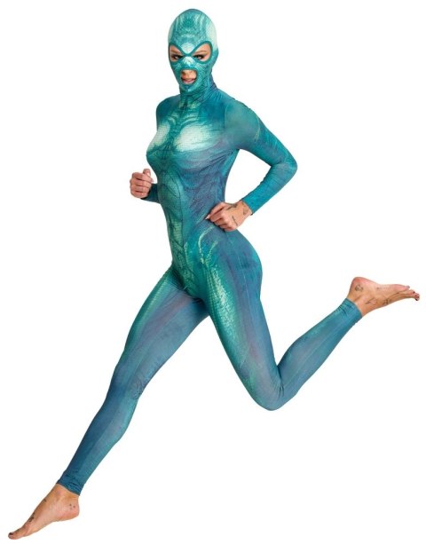 Beasty Cocks Jumpsuit zielony L/XL - kombinezon z maską, elastyczny