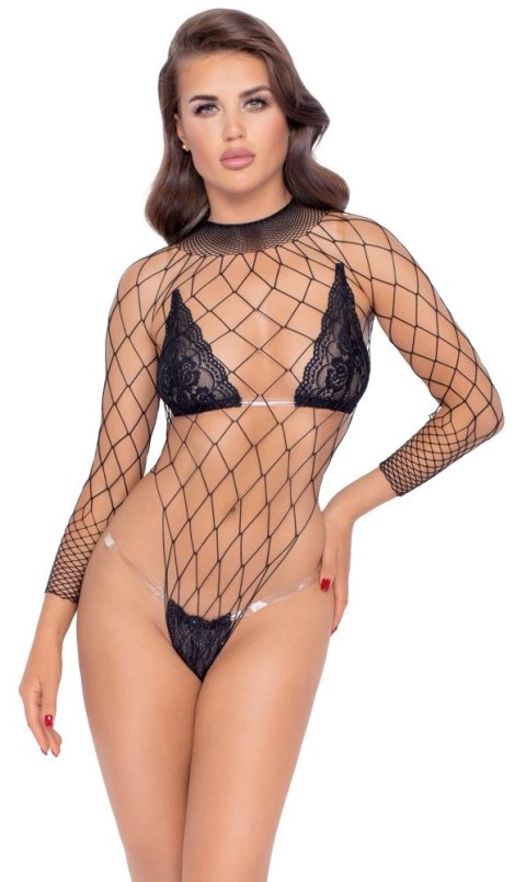 Cottelli Body Fantasy S-L czarne siateczkowe z długim rękawem