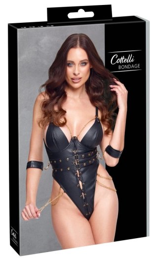 Cottelli Bondage Body XL z łańcuszkami i regulowanymi pasami, czarny