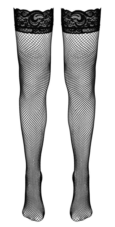 Cottelli Hold-up Net Stockings M czarne pończochy z koronką