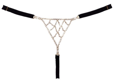 Cottelli LINGERIE Thong Rhinestones czarny S-L regulowany pasek