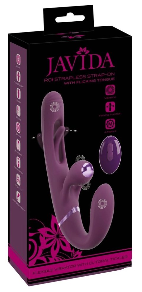 Javida Strapless Strap-On Flic podwojny wibrator z pilotem, silikon