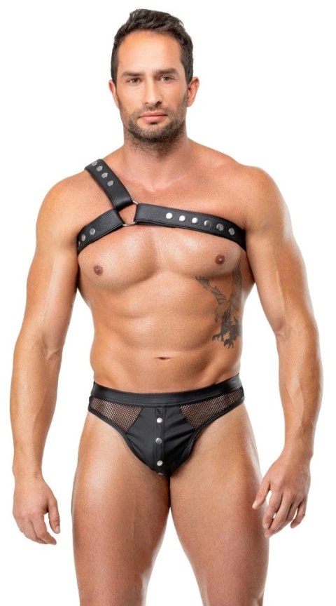 ZADO Men's Leather Harness XL-2XL czarny skorzany uprząż męska