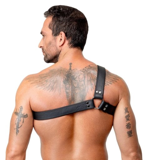 ZADO Men's Leather Harness S-L czarny skorzany uprząż regulowana