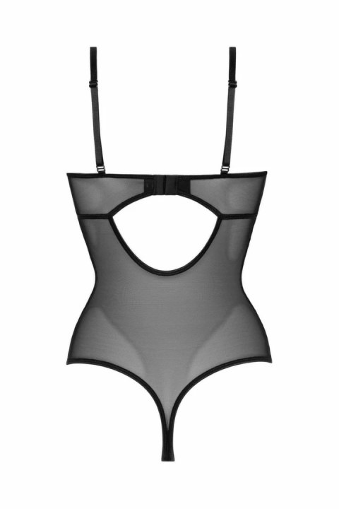 Christine Vesper - body damskie z efektem wetlook i koronką, czarne S/M