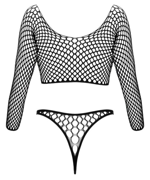 Cottelli Collection Body Fantasy czarny, siateczkowy komplet dwuczęściowy S-L